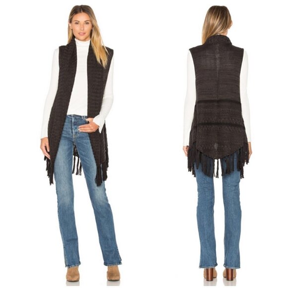 💕SANCTUARY💕 Lucie Vest with Fringe Detail ~ Black Small NWOT - Picture 1 of 11